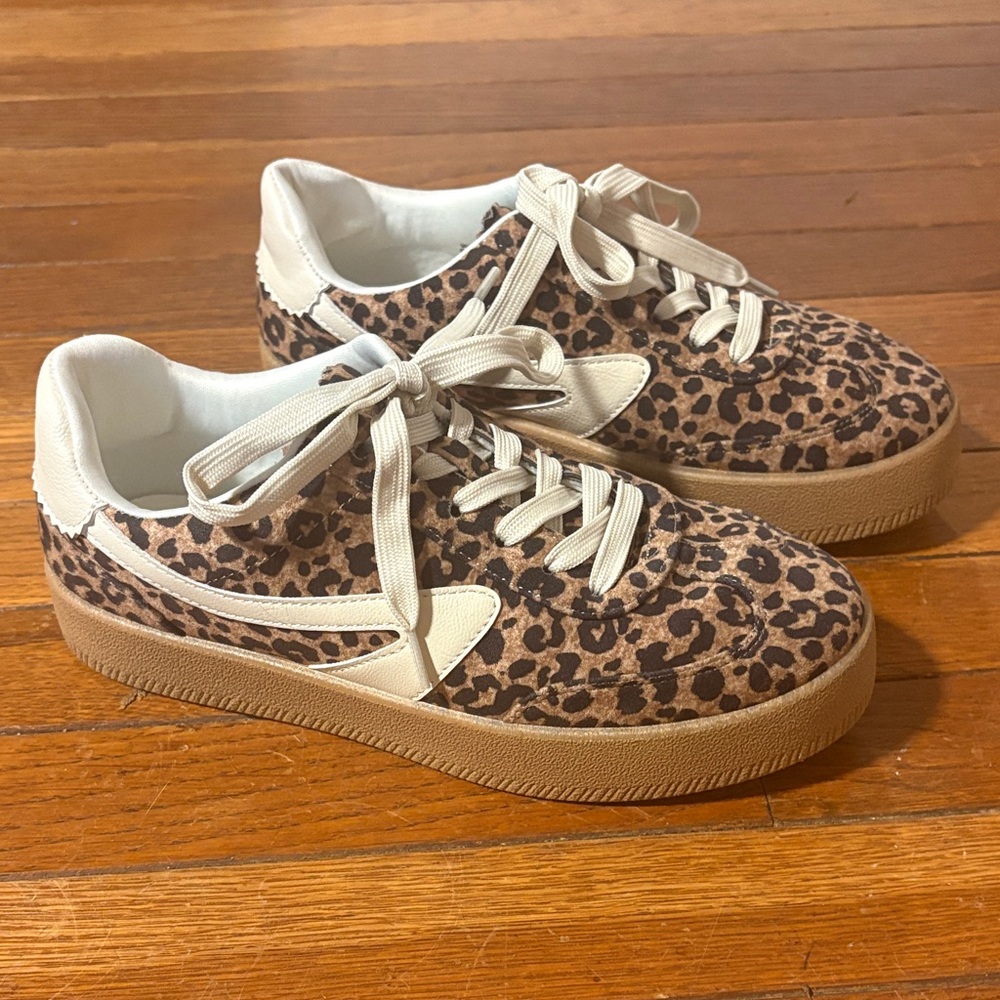 DV by Dolce Vita Leopard Print Sneakers with Cream Accents